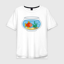 Футболка оверсайз мужская Аквариум и рыбка, цвет: белый