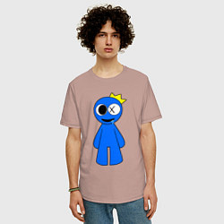 Футболка оверсайз мужская Радужные друзья Синий улыбается, цвет: пыльно-розовый — фото 2