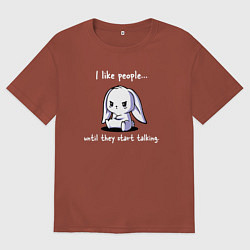 Мужская футболка оверсайз I like people rabbit