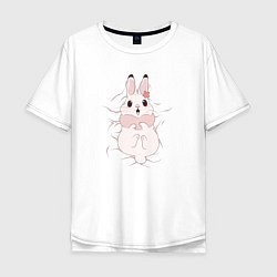 Футболка оверсайз мужская Cute white rabbit, цвет: белый