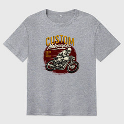 Футболка оверсайз мужская Мотоциклист в движении ретро, цвет: меланж