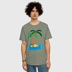 Футболка оверсайз мужская Островок и черепушки, цвет: авокадо — фото 2