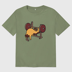 Мужская футболка оверсайз Мопс - крутой пауэрлифтер!