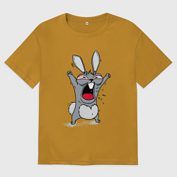Футболка оверсайз мужская Злой заяц, цвет: горчичный