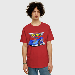 Футболка оверсайз мужская Team Sonic racing - hedgehog, цвет: красный — фото 2