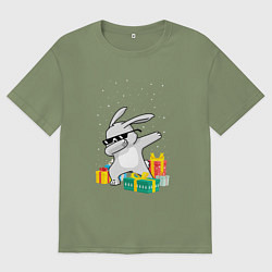 Мужская футболка оверсайз Кролик ДЭБ и новый год
