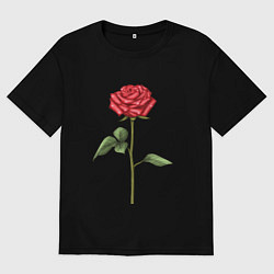 Мужская футболка оверсайз Роза красная