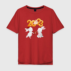 Мужская футболка оверсайз Зайчики с подарком - 2023