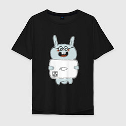 Мужская футболка оверсайз Кролик с модным телефоном