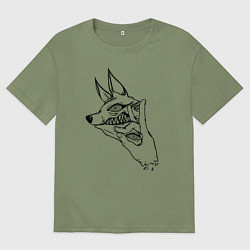 Мужская футболка оверсайз Аки человек бензопила лайн арт