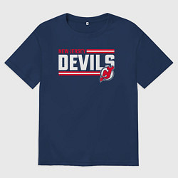 Футболка оверсайз мужская Нью - Джерси Девилз нхл, цвет: тёмно-синий