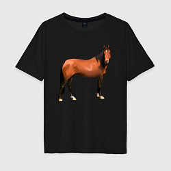 Мужская футболка оверсайз Теплокровная лошадка