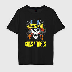 Футболка оверсайз мужская Guns n roses Skull, цвет: черный