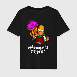 Мужская футболка оверсайз Гомер Симпсон тянется за пончиком