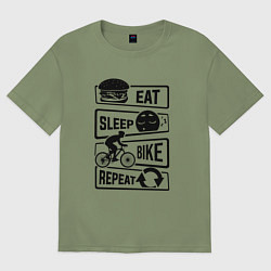 Футболка оверсайз мужская Eat sleep bike repeat art, цвет: авокадо