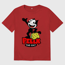 Футболка оверсайз мужская Cat Felix magic bag, цвет: красный