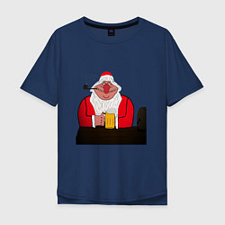 Мужская футболка оверсайз Дед мороз в баре