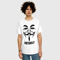 Футболка оверсайз мужская Guy Fawkes - resist, цвет: белый — фото 2