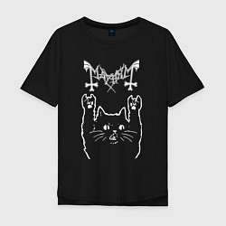 Футболка оверсайз мужская Mayhem рок кот, цвет: черный