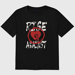 Футболка оверсайз мужская Rise against панк рок группа, цвет: черный
