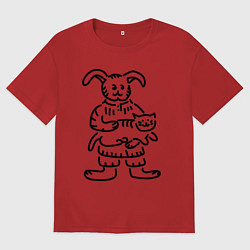 Мужская футболка оверсайз Кролик гладит кота