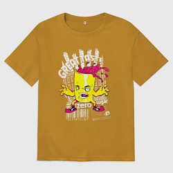 Футболка оверсайз мужская Стакан с напитком, цвет: горчичный