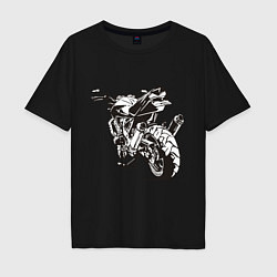 Футболка оверсайз мужская Motorcycle, цвет: черный