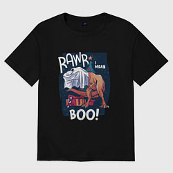 Футболка оверсайз мужская Rawr boo, цвет: черный