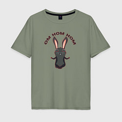 Мужская футболка оверсайз Черный кролик медитирует