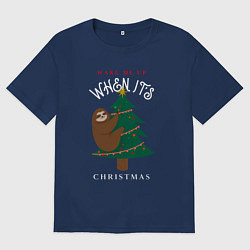 Мужская футболка оверсайз Разбудите меня на рождество