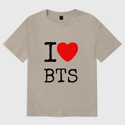 Футболка оверсайз мужская I love BTS, цвет: миндальный