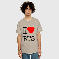 Футболка оверсайз мужская I love BTS, цвет: миндальный — фото 2