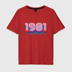 Футболка оверсайз мужская 1981 год ретро неон, цвет: красный