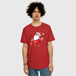 Футболка оверсайз мужская Красный Дедушка Мороз, цвет: красный — фото 2
