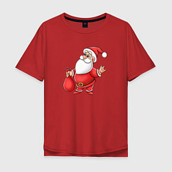 Мужская футболка оверсайз Красный Дедушка Мороз