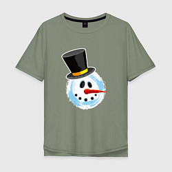 Мужская футболка оверсайз Голова мультяшного снеговика
