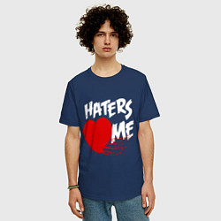 Футболка оверсайз мужская Haters love me, цвет: тёмно-синий — фото 2