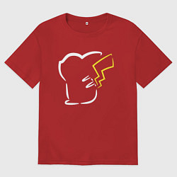 Футболка оверсайз мужская Пикачу минимализм, цвет: красный