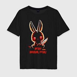 Мужская футболка оверсайз A rabbit with a bloody knife