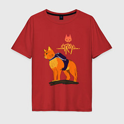 Футболка оверсайз мужская Stray - cat logo, цвет: красный