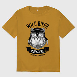 Мужская футболка оверсайз Дикий байкер манул