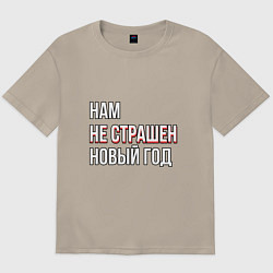 Футболка оверсайз мужская Надпись нам не страшен новый год, цвет: миндальный
