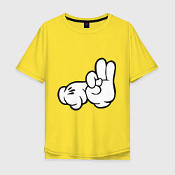 Футболка оверсайз мужская Gloves - fuck, цвет: желтый