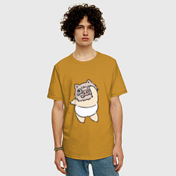 Футболка оверсайз мужская Иноске в танце - Клинок, уничтожающий демонов, цвет: горчичный — фото 2