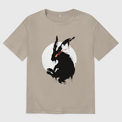 Футболка оверсайз мужская Черный кролик 2023, цвет: миндальный