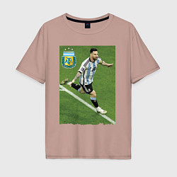 Футболка оверсайз мужская Argentina - Lionel Messi - world champion, цвет: пыльно-розовый