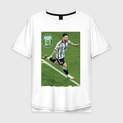 Футболка оверсайз мужская Argentina - Lionel Messi - world champion, цвет: белый