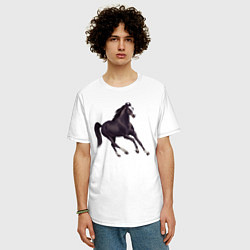Футболка оверсайз мужская Марварская лошадь, цвет: белый — фото 2