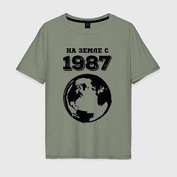 Мужская футболка оверсайз На Земле с 1987 с краской на светлом