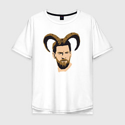 Футболка оверсайз мужская Messi goat, цвет: белый